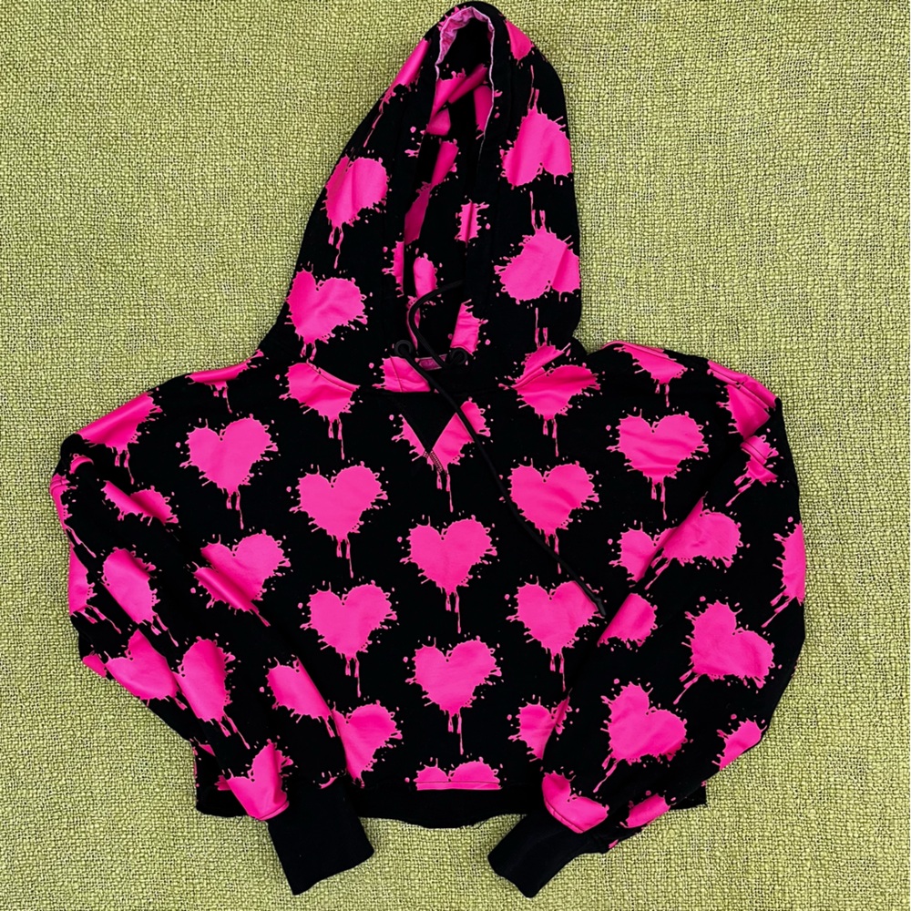 Ugg Black and Pink Heart Hoodie cropped Keira